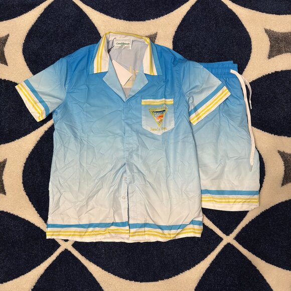 Casablanca Tennis Club Light Blue Shirt and Shorts Set Mens Large - Picture 1 of 7